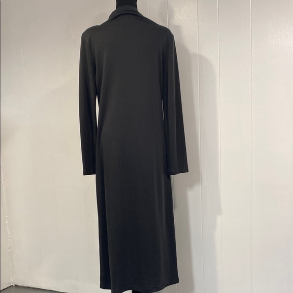 Massimo Dutti Dress Maxi GRAY Draped Neck Long Sleeve Quiet Luxury Size Small - Picture 6 of 8